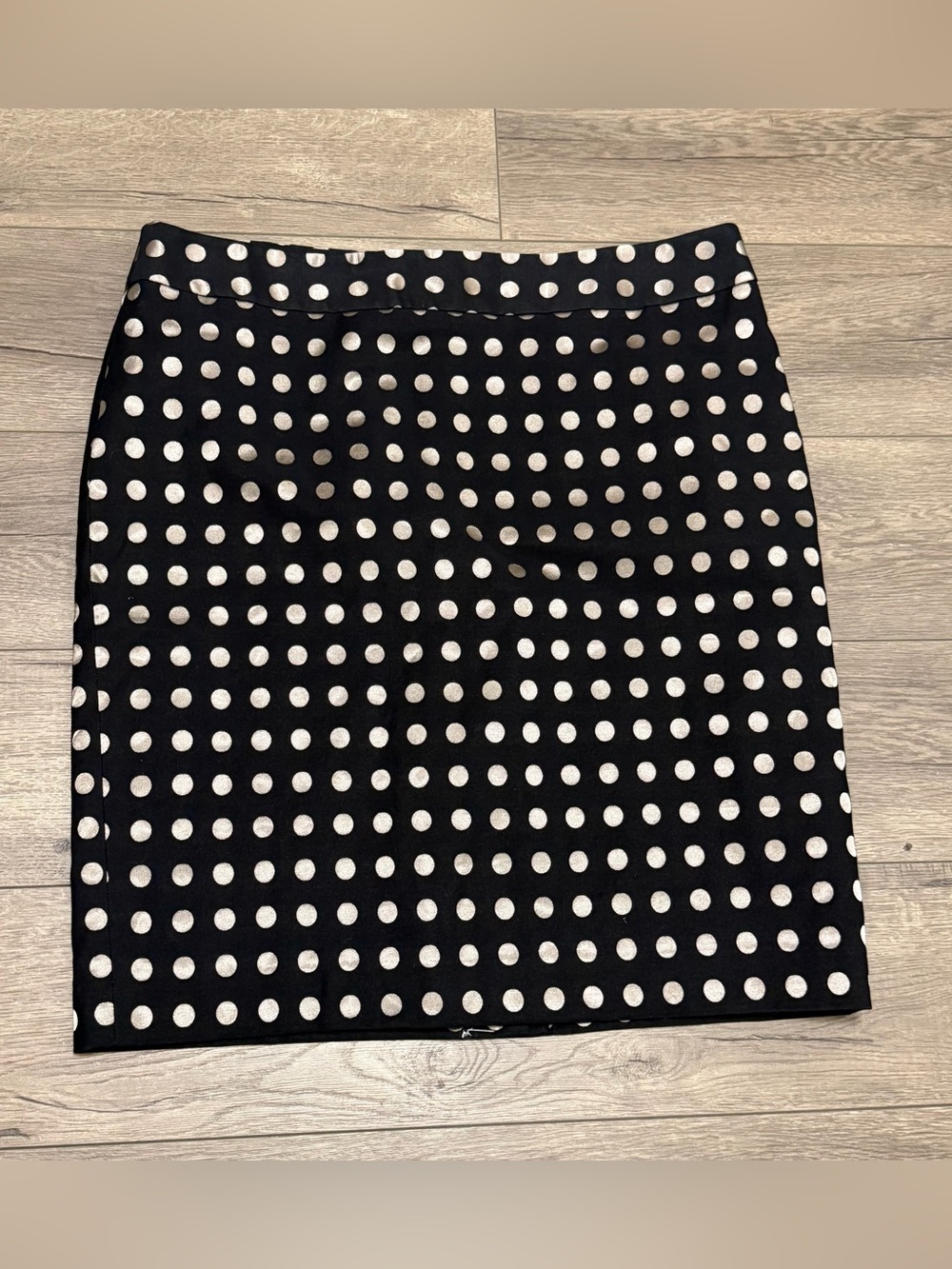 Ann Taylor Black Pencil Skirt Metallic Gold Polka Dots Lined Sz 18 NWT $90